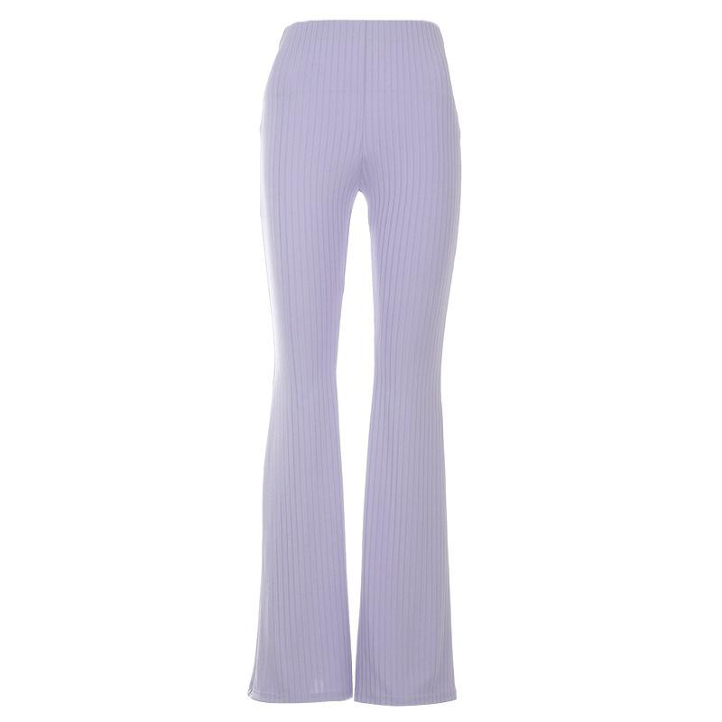 Lulus - Mauve Purple Ribbed Knit Pants - Ribbed Flare Pants