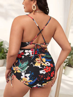 Womens Plus Size Printed Push Up Hollow Out One Piece Swimsuit SIZE L-4XL